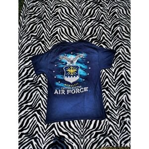 Vintage USAF Air Force T-Shirt Men's Small Blue Military USA Short Sleeve Y2K